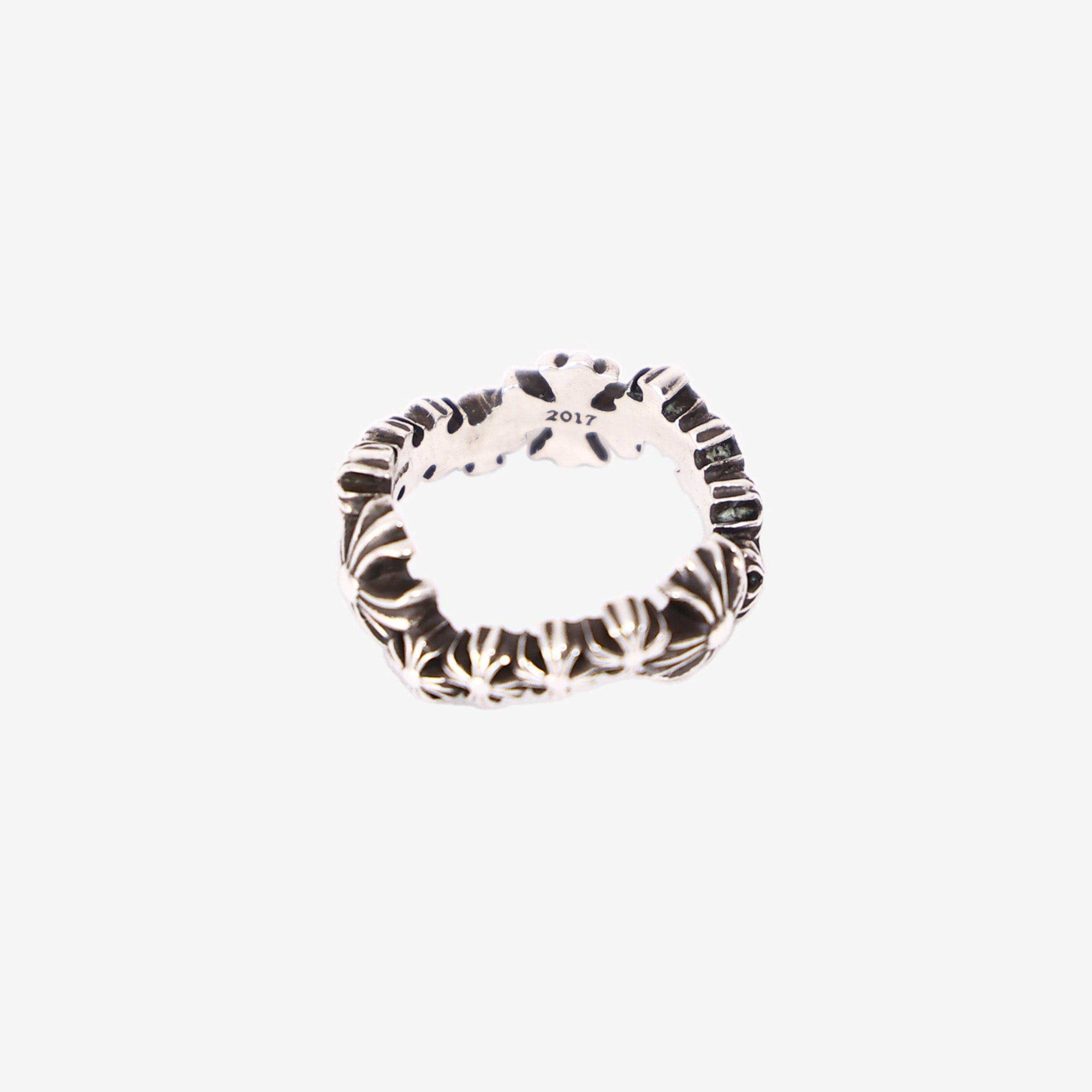 Chrome Hearts Tiny E CH Plus Band Ring in Sterling Silver front view