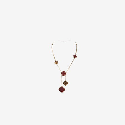 Van Cleef & Arpels Magic Alhambra 6-Motif Necklace in 18k Yellow Gold with Carnelian & Tiger Eye (Contact to Enquire)