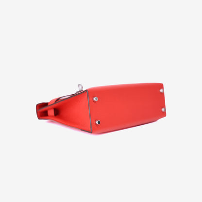Hermès Mini Kelly 20 in Rouge Tomate Epsom Leather in Gold Hardware bottom side view