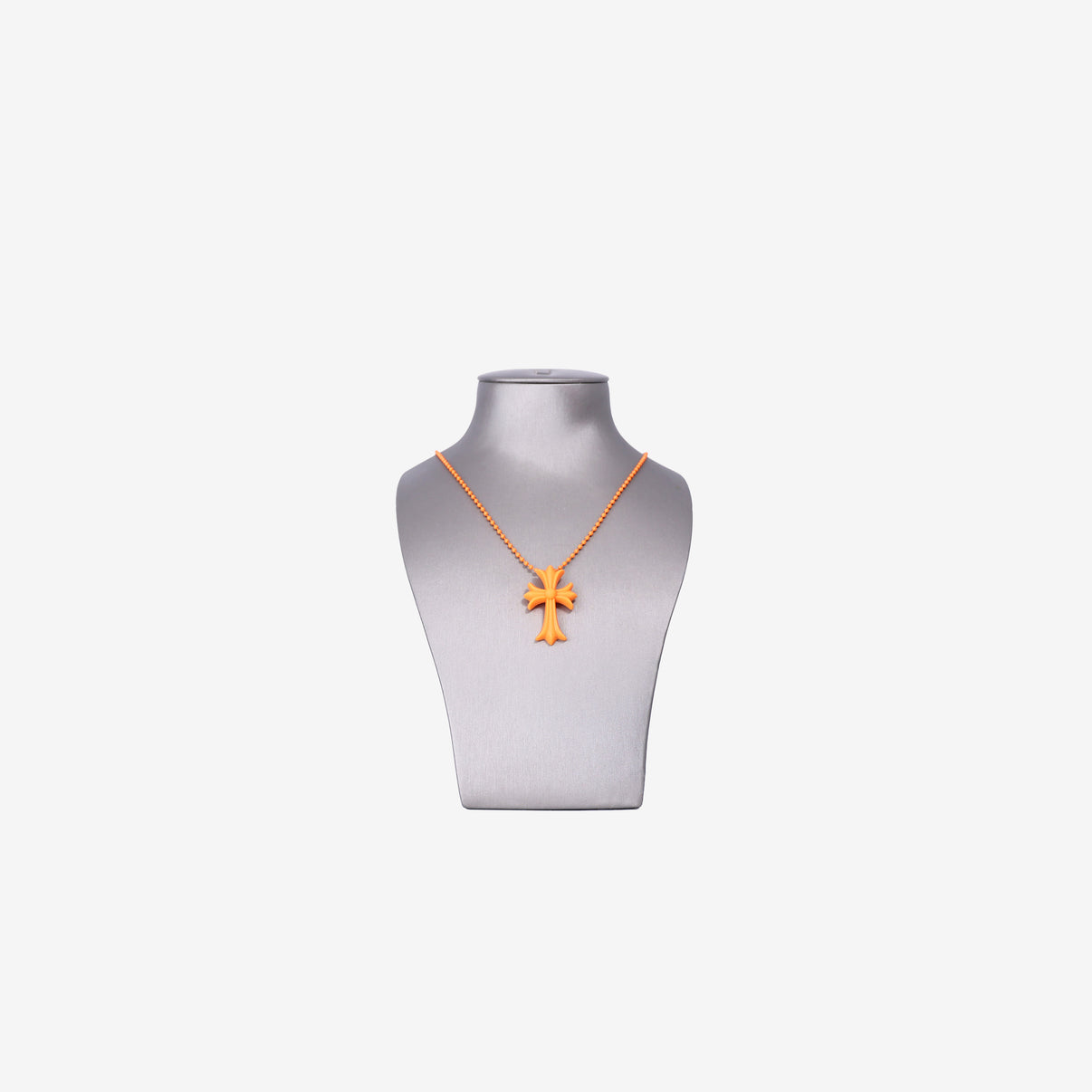 Chrome Hearts Cross Pendant Necklace in Orange Silicone front view