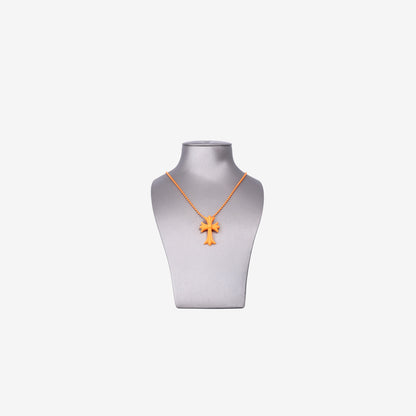 Chrome Hearts Cross Pendant Necklace in Orange Silicone front view