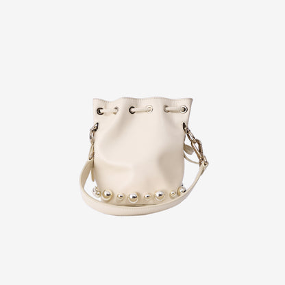 Fendi Mon Trésor Mini Bucket Bag in Ivory/Off-White Calfskin Leather with Gold Hardware