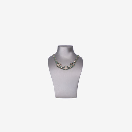Chanel Leather CC Wrap Necklace in Green Leather with Gold Hardware front view