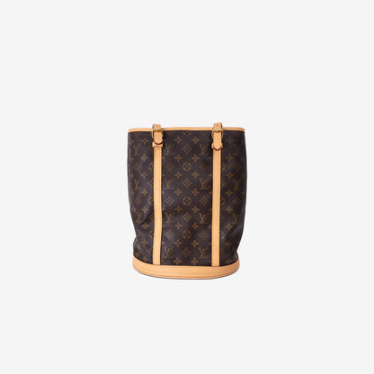 Louis Vuitton Monogram Bucket Bag in Monogram Coated Canvas with Vachetta Leather and Gold Hardware