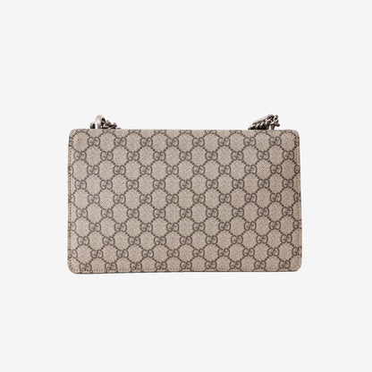 Gucci Dionysus GG Shoulder Bag in Beige Canvas with Silver Hardware
