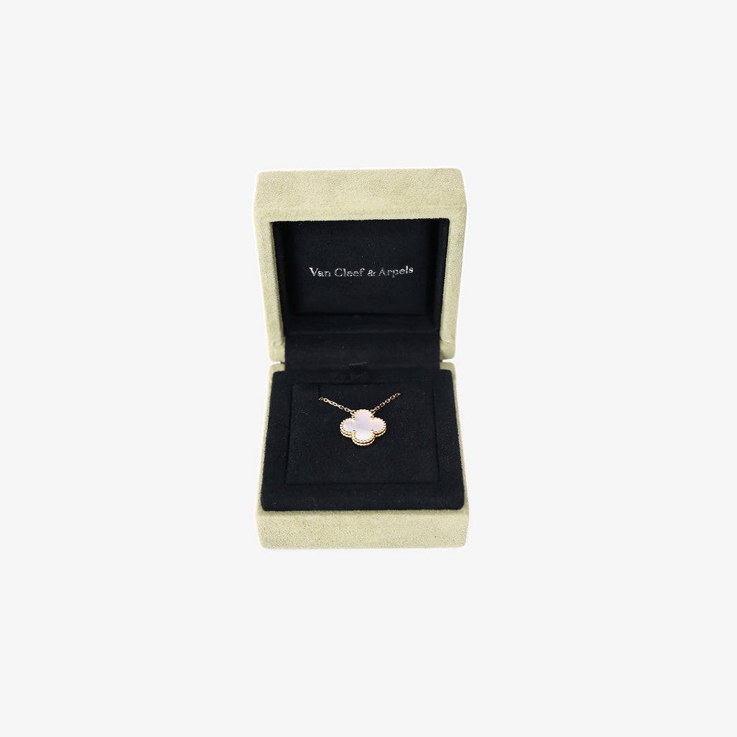 Van Cleef & Arpels Sweet Alhambra Pendant in 18k Yellow Gold with Mother-of-Pearl front view