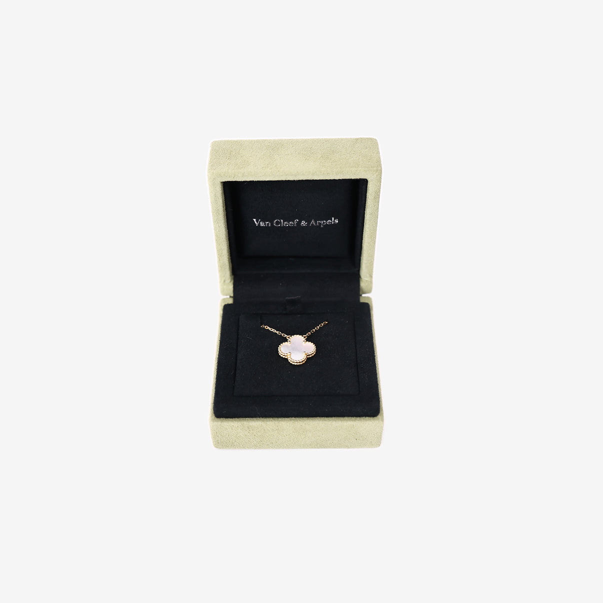 Van Cleef & Arpels Sweet Alhambra Pendant in 18k Yellow Gold with Mother-of-Pearl front view