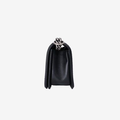 Chanel New Medium Boy Bag in Black Chevron Lambskin Leather with Silver Hardware