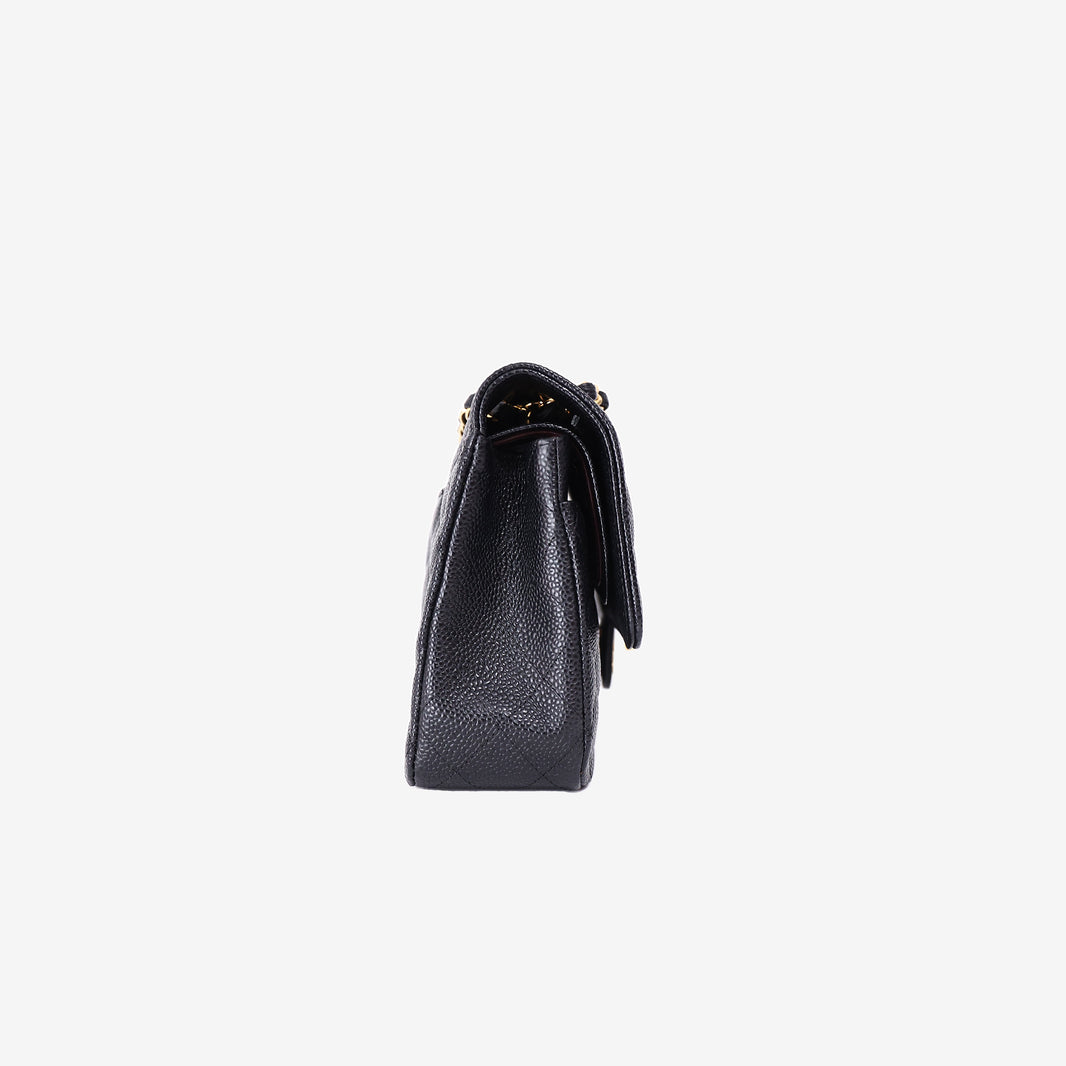 Chanel Classic Medium Double Flap Bag in Black Caviar Leather with Gold Hardware