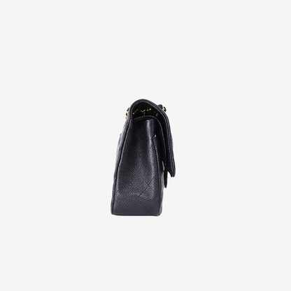 Chanel Classic Medium Double Flap Bag in Black Caviar Leather with Gold Hardware
