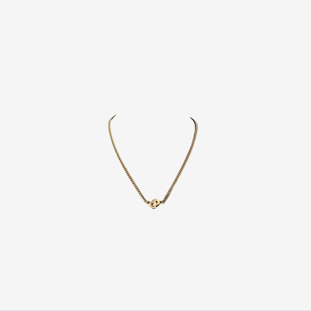 Dior Curb Link Chain Necklace in Gold-Tone Metal with CD Motif