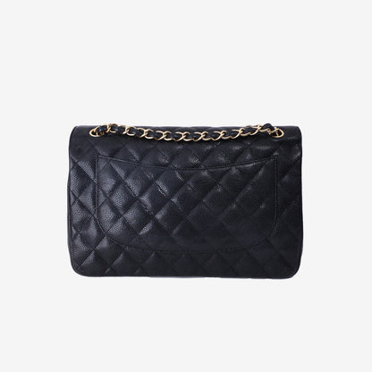 Chanel Classic Large Flap Bag in Black Caviar Leather with Gold Hardware