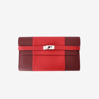 Hermès Kelly Wallet Flag in Rouge Casaque/Rouge H Epsom Leather with Palladium Hardware