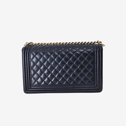 Chanel Boy Bag in Black Quilted Lambskin Leather with Gold Hardware