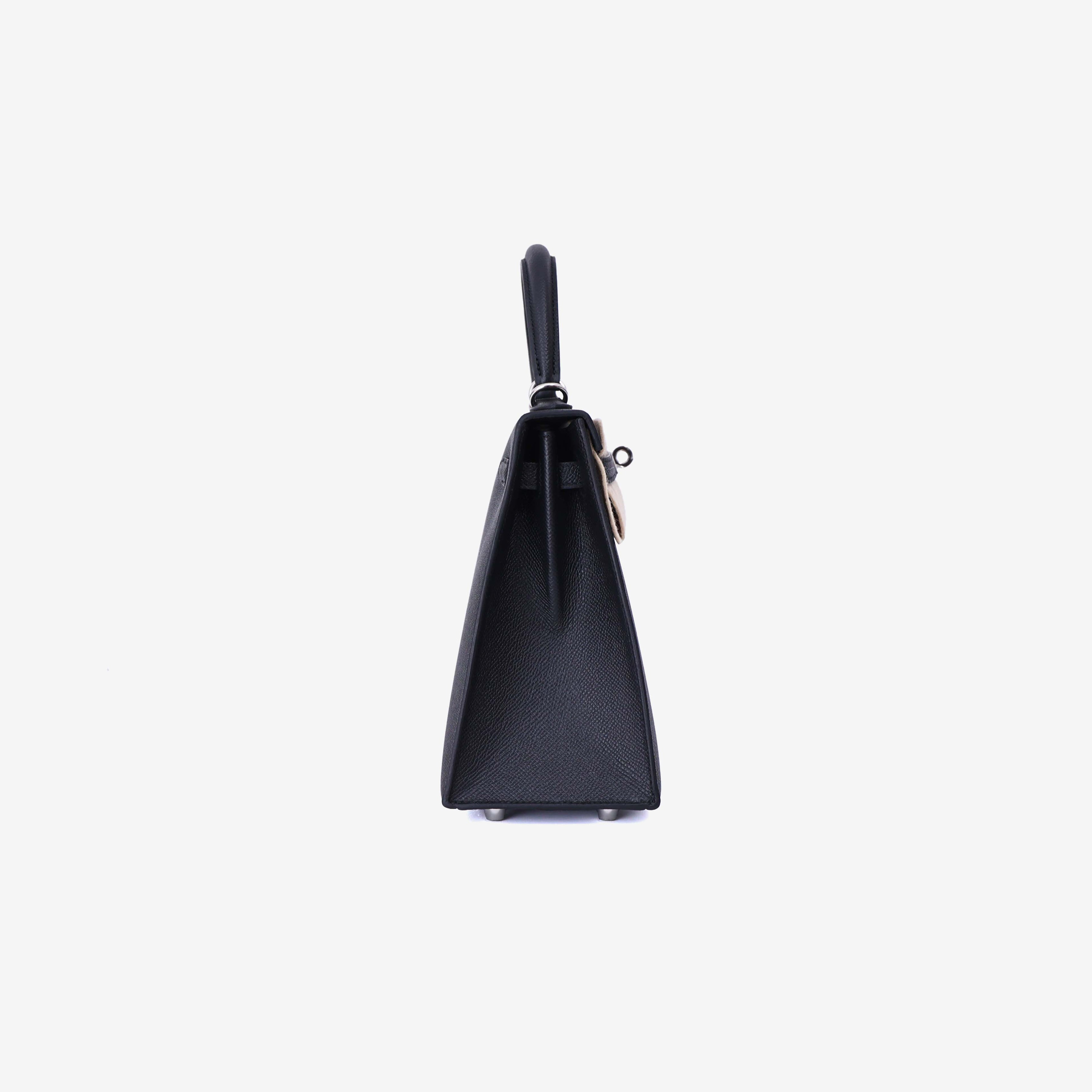 Hermès Kelly 25 in Noir Epsom Leather with Palladium Hardware side view