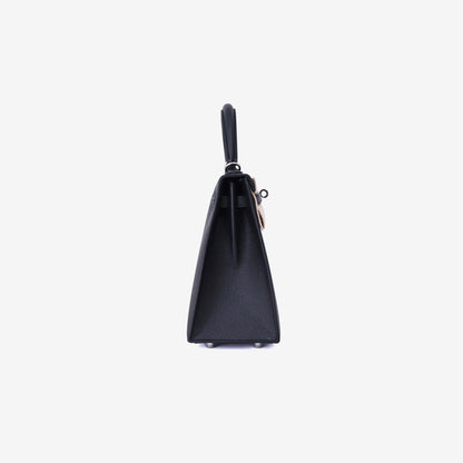 Hermès Kelly 25 in Noir Epsom Leather with Palladium Hardware side view