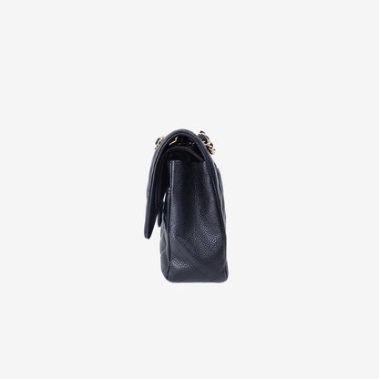Chanel Classic Medium Flap Bag in Black Caviar Leather with Gold Hardware