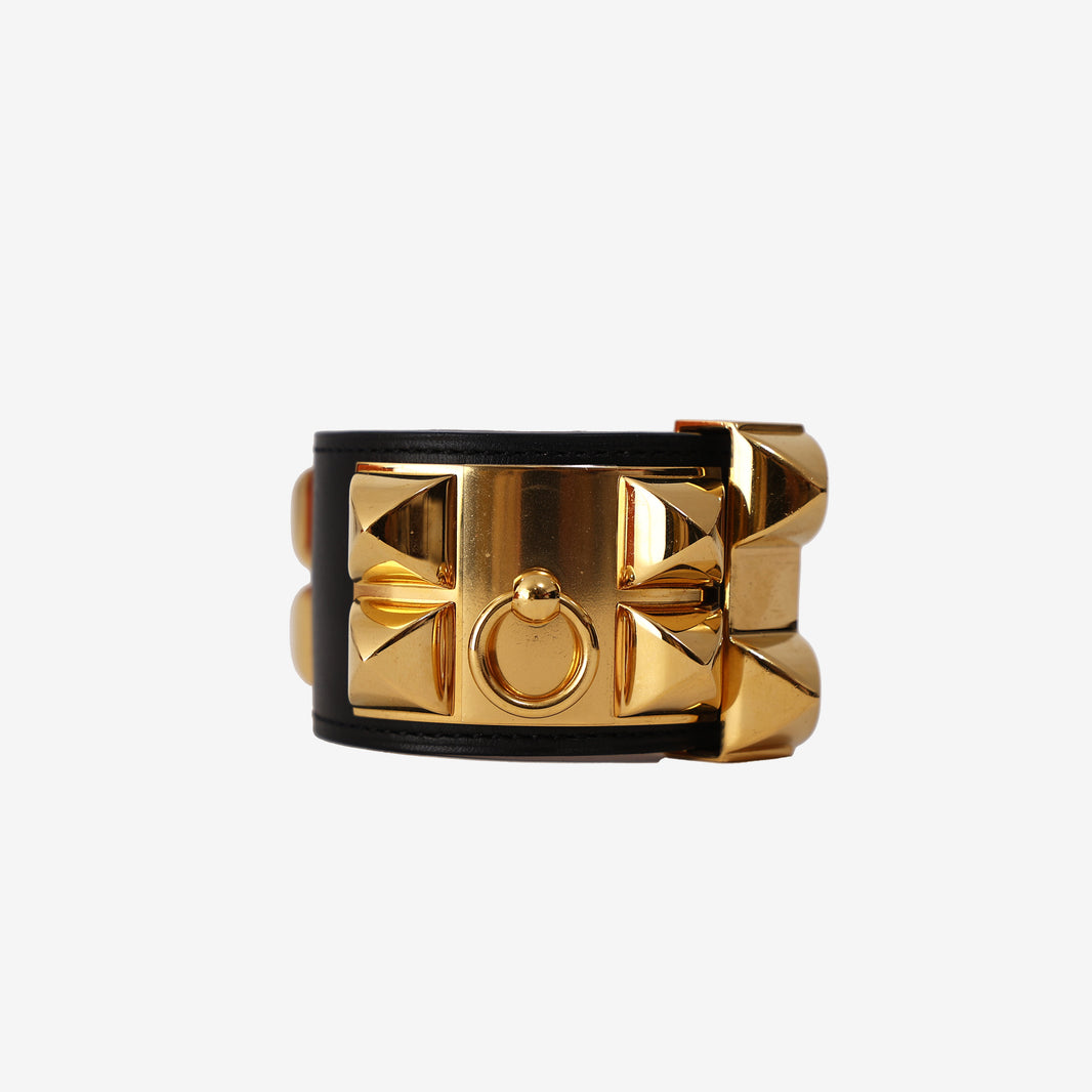 Hermès Collier de Chien Bracelet in Black Box Calfskin Leather