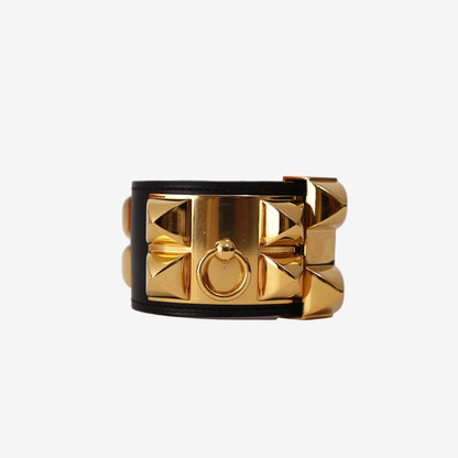 Hermès Collier de Chien Bracelet in Black Box Calfskin Leather