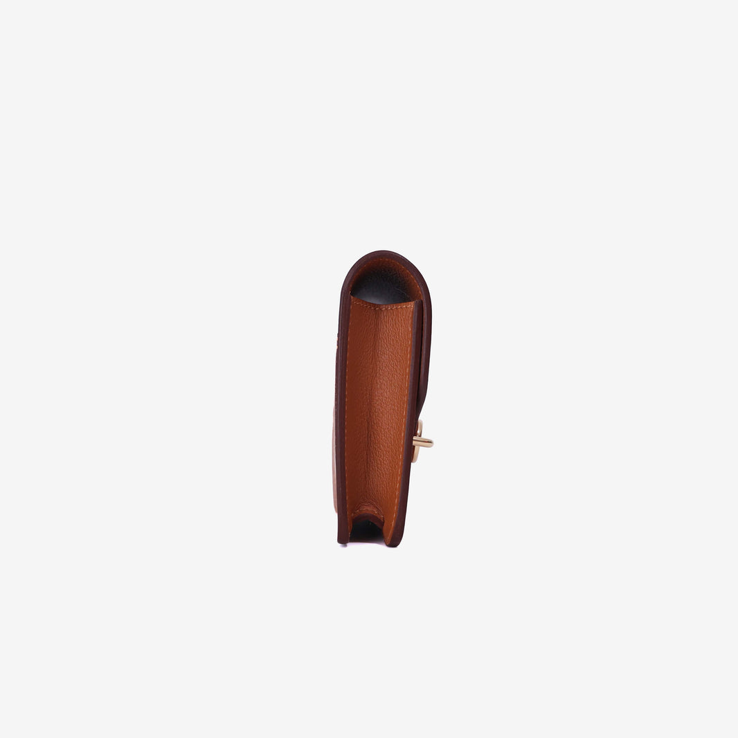 Hermès Roulis Slim Wallet in Gold Evercolor Leather with Gold Hardware side view