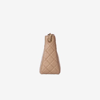 Chanel Pearl Crush Hobo Bag in Beige Lambskin Leather with Gold Hardware