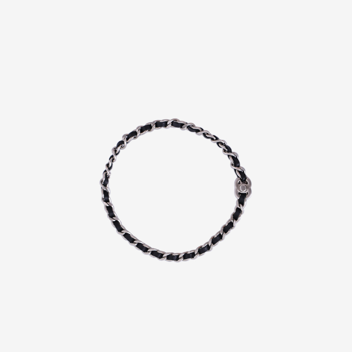 Chanel Timeless CC Chain Bracelet in Black Lambskin Leather top view