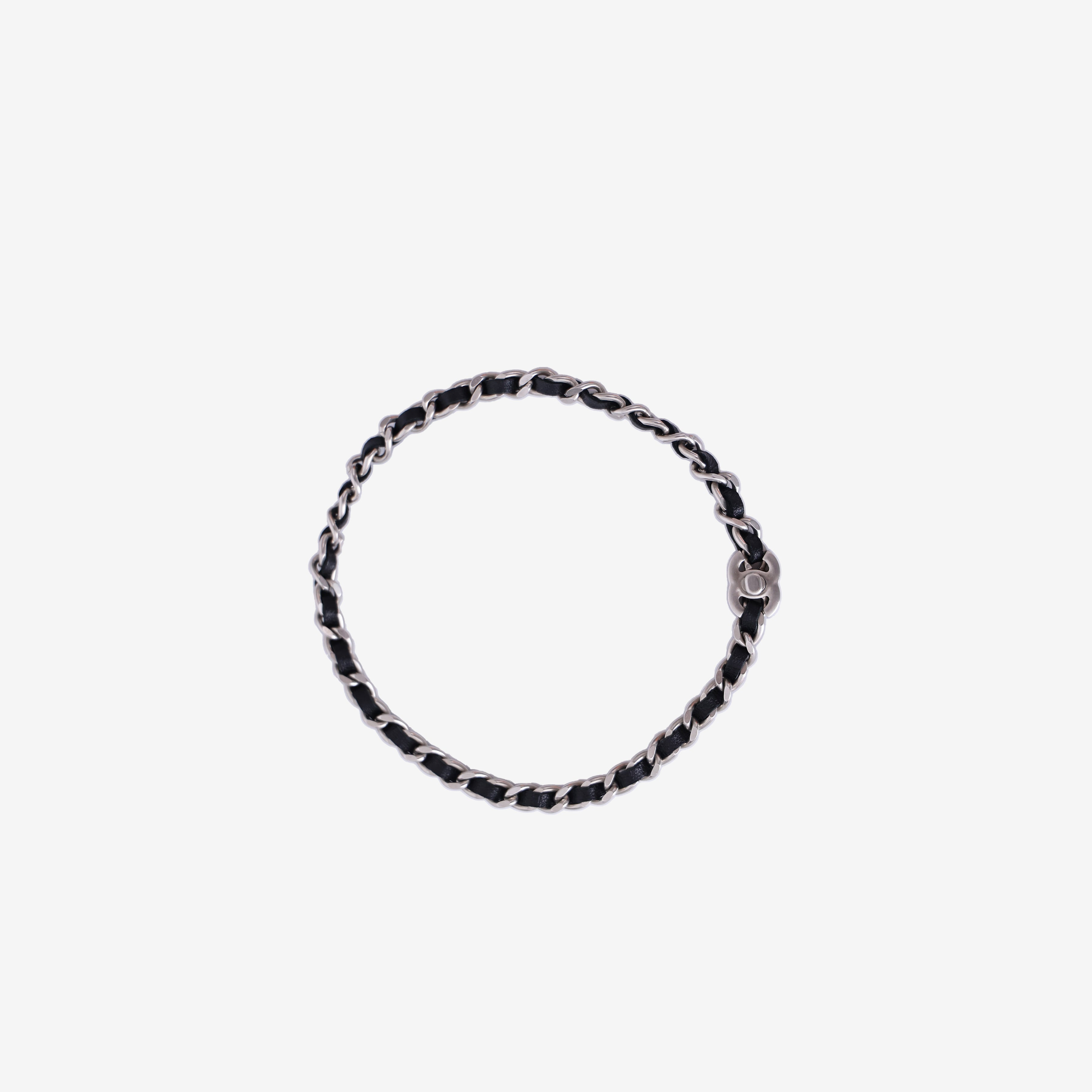 Chanel Timeless CC Chain Bracelet in Black Lambskin Leather top view