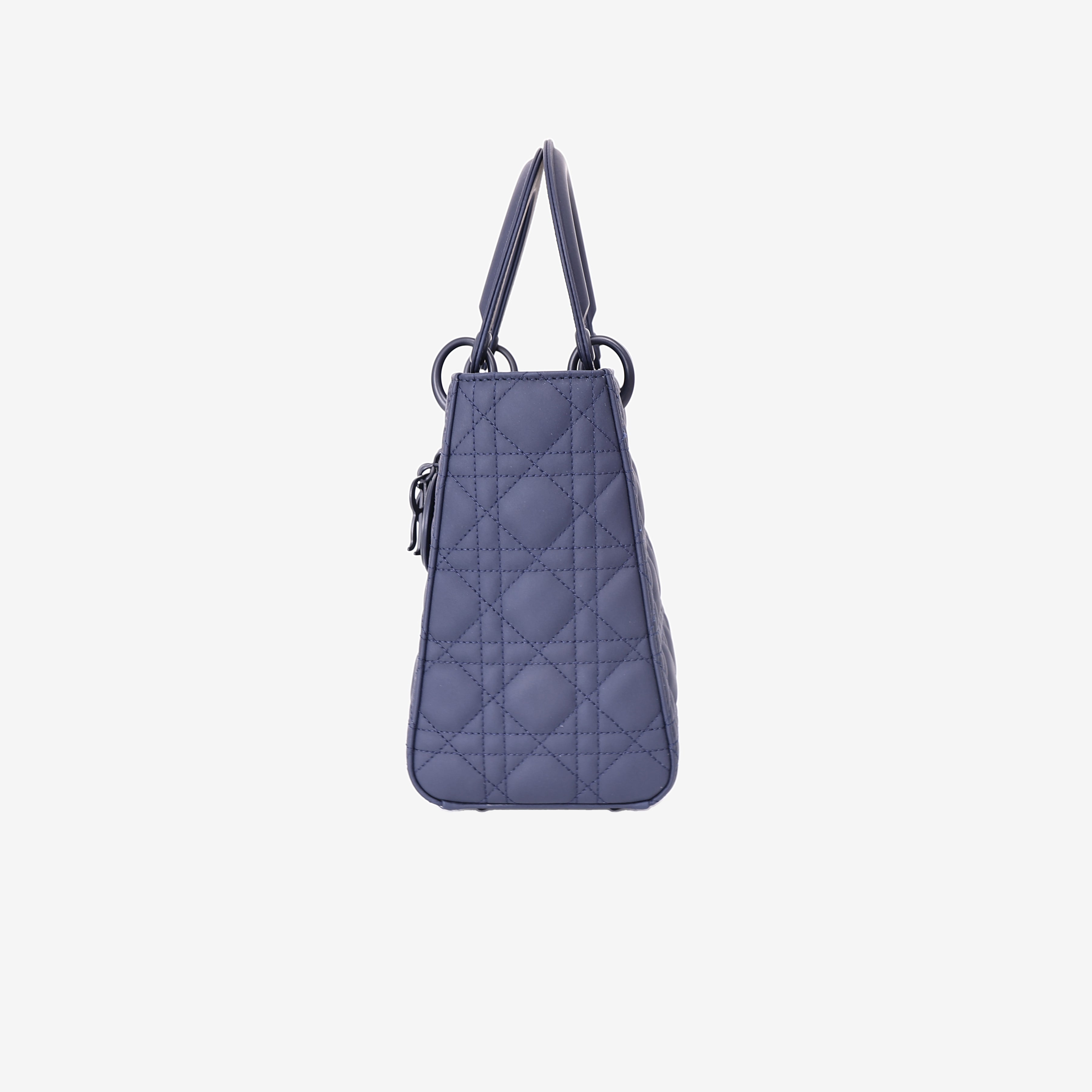 Christian Dior Lady Dior Medium in Navy Ultra Matte Calfskin Leather with Matte Hardware side view