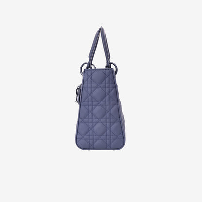 Christian Dior Lady Dior Medium in Navy Ultra Matte Calfskin Leather with Matte Hardware side view
