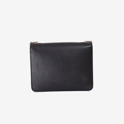Gucci Interlocking G Shoulder Bag in Black Calfskin Leather with Gold Hardware