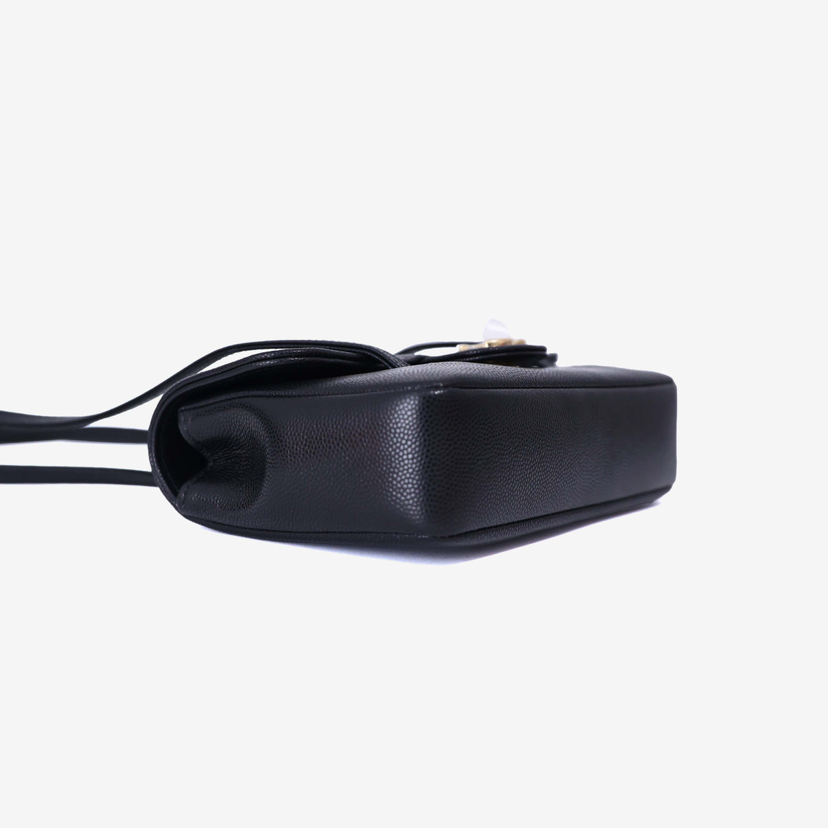 Chanel 26P Preppy Flap Mini Bag in Black Calfskin Leather with Gold Hardware bottom side view