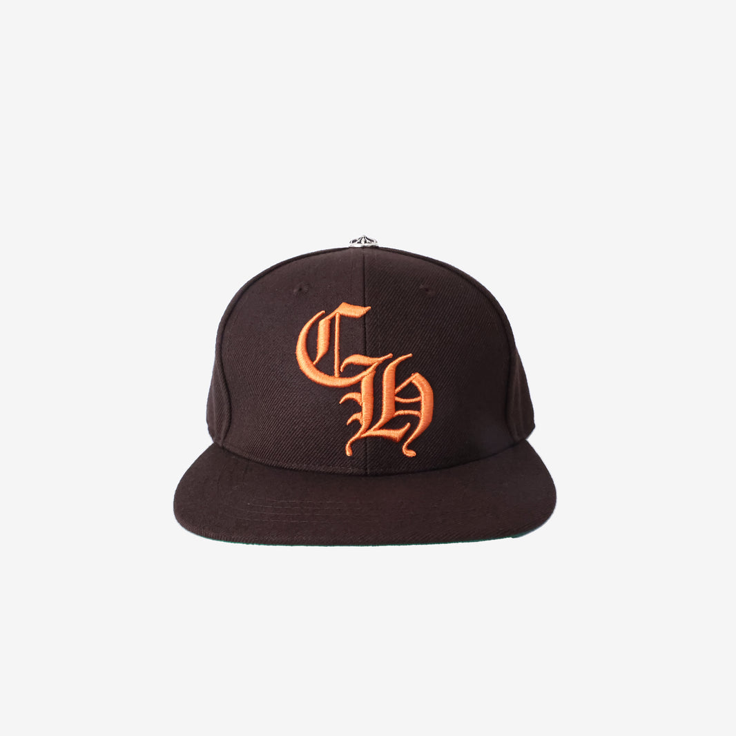 Chrome Hearts Logo-Embroidered Baseball Cap in Brown Cotton with Orange Logo