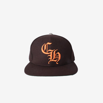 Chrome Hearts Logo-Embroidered Baseball Cap in Brown Cotton with Orange Logo