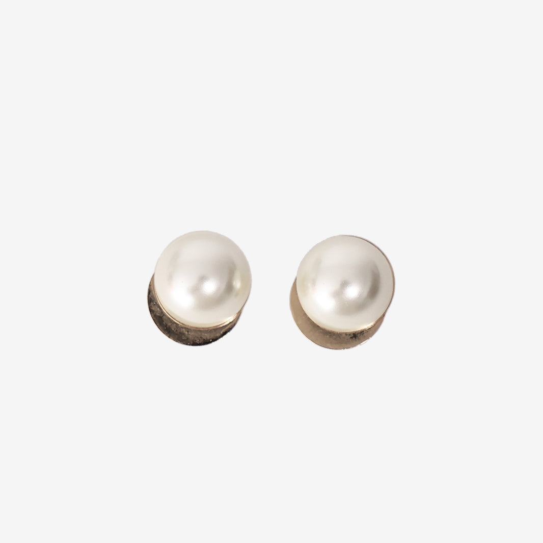 Dior Pearl Stud Earrings in Gold-Tone Metal with Faux Pearls
