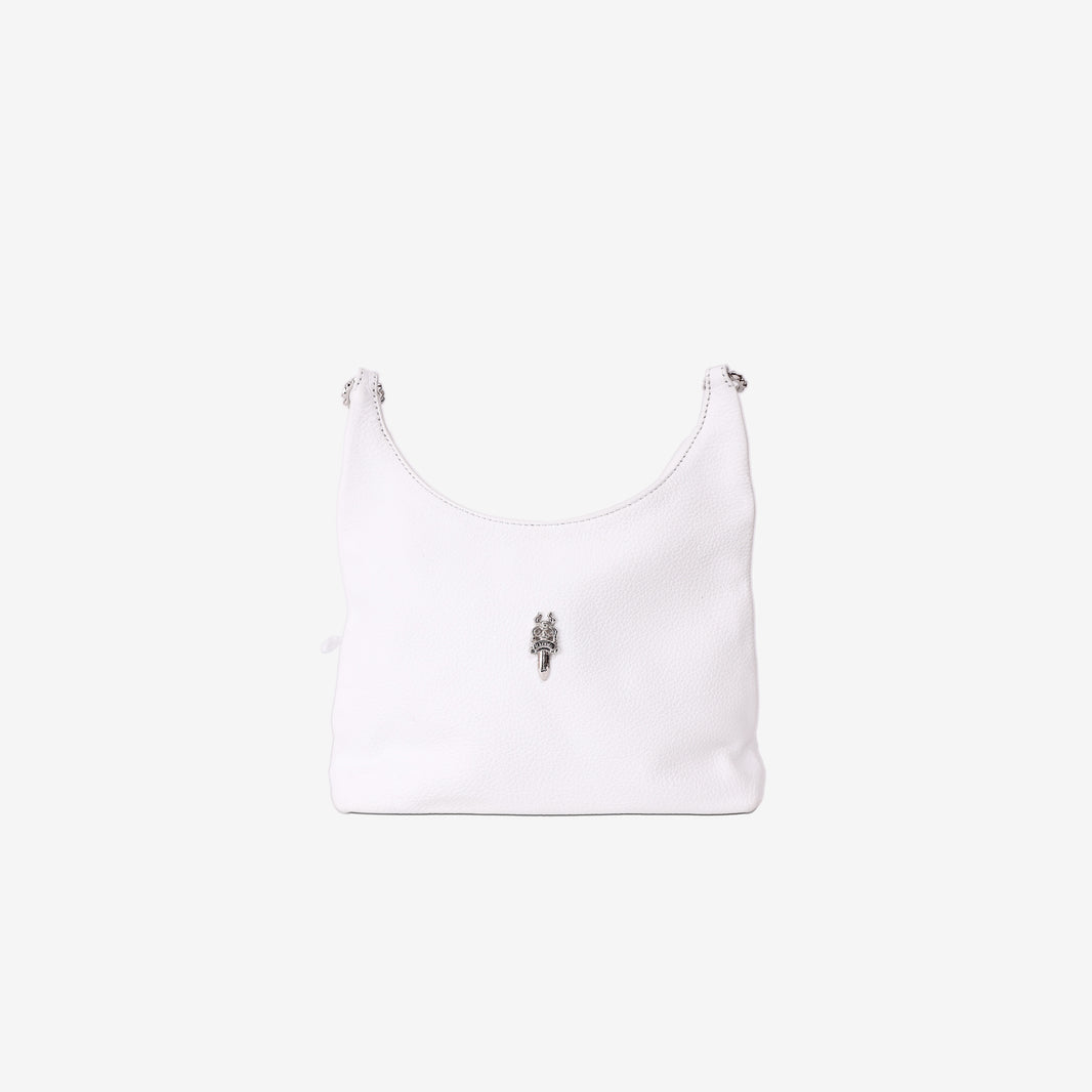 Chrome Hearts Viv Shoulder Bag in Black Calf Leather with Silver Hardware