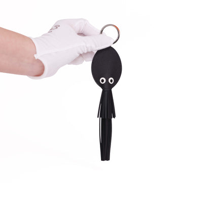 Hermès Poulpe Key Ring in Noir and Blanc Epsom Calfskin and Milo Lambskin