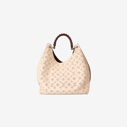 Louis Vuitton Carmel Hobo Bag in Beige Calfskin with Silver Hardware