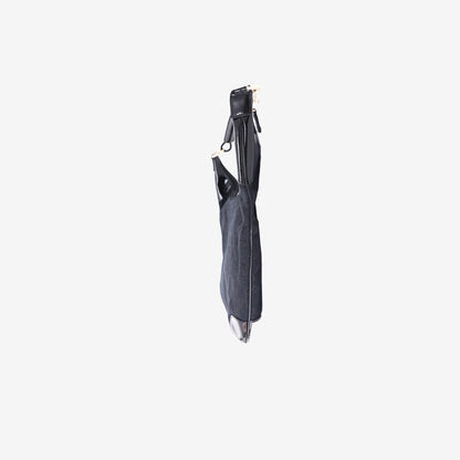 Gucci GG Canvas Hobo Bag in Black Canvas with Gold Hardware