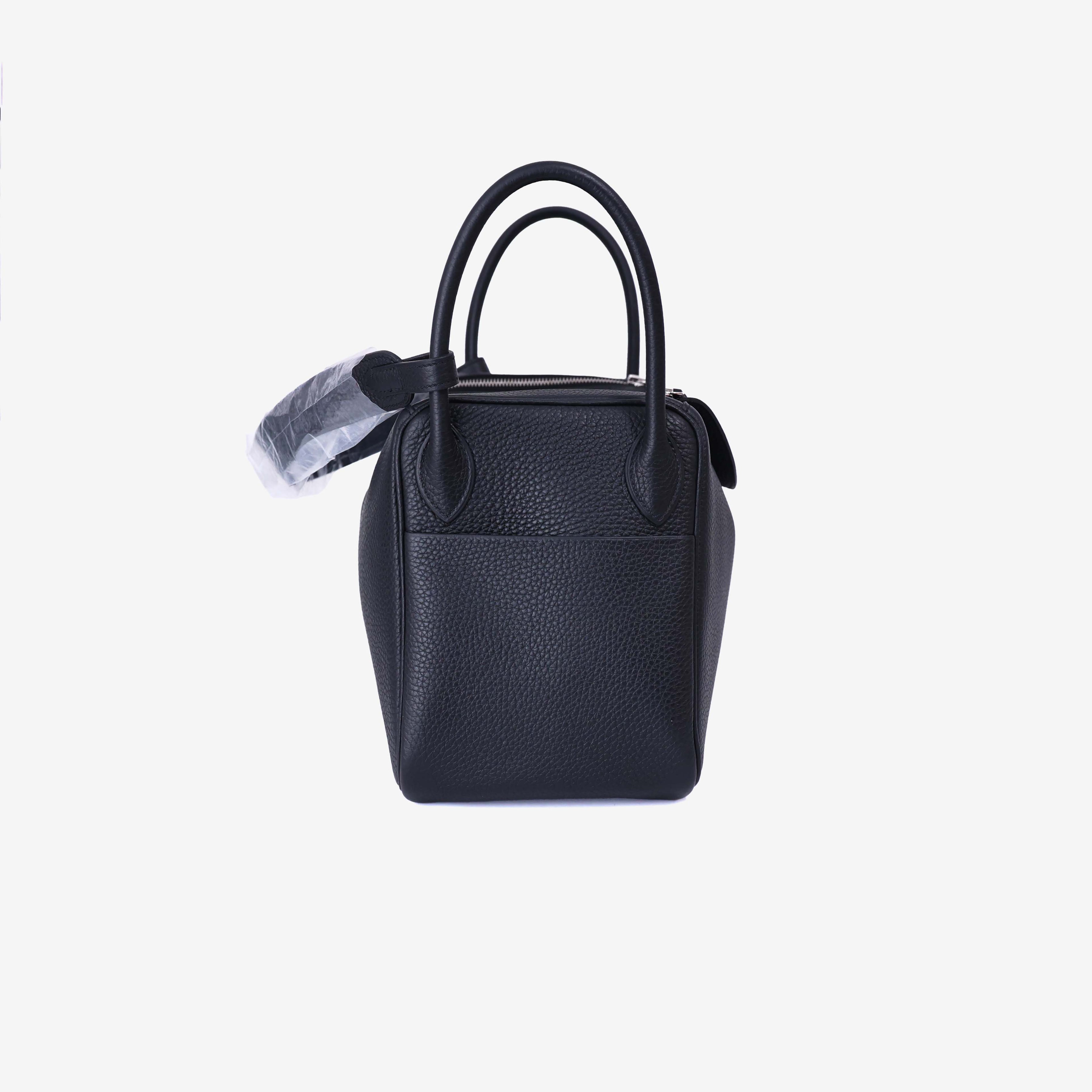 Hermès Lindy 30 in Noir Clemence Leather with Palladium Hardware side view