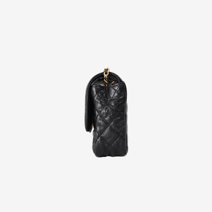 Chanel Flap Bag in Black Quilted Caviar Leather with Gold Hardware
