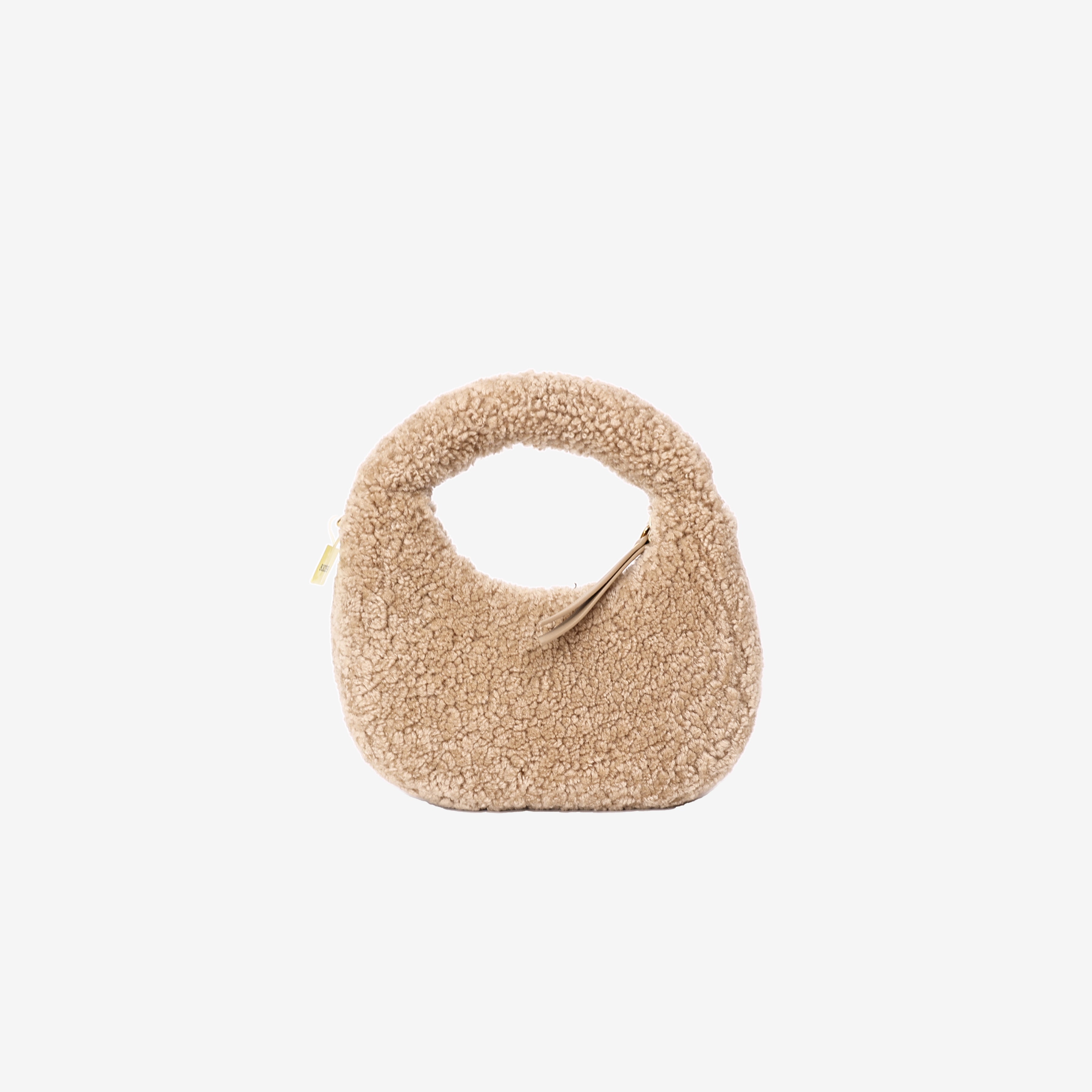 Miu Miu Wander Shearling Hobo Bag Mini in Beige Shearling with Gold Hardware back view