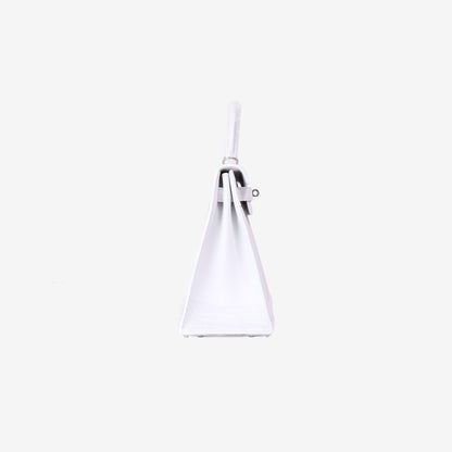 Hermès Kelly 28 in Blanc Canvas with Leather Trim with Palladium Hardware side view