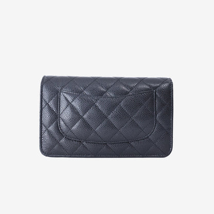 Chanel Classic Wallet on Chain in Black Caviar Leather with Silver Hardware
