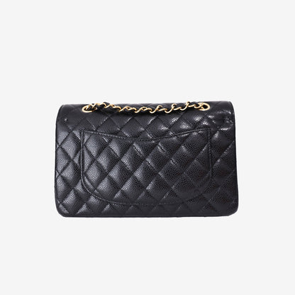 Chanel Small Classic Flap Bag in Black Caviar Leather with Gold Hardware