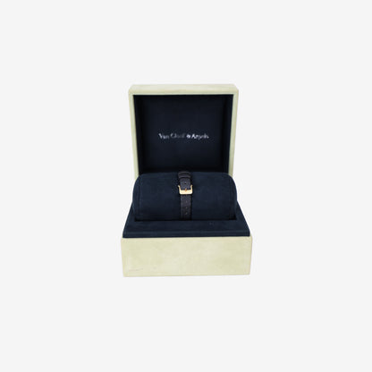 Van Cleef & Arpels Alhambra Watch in Black Leather and 18K Yellow Gold back view