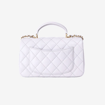 Chanel Top Handle Bag in Grey Lambskin with Gold Hardware