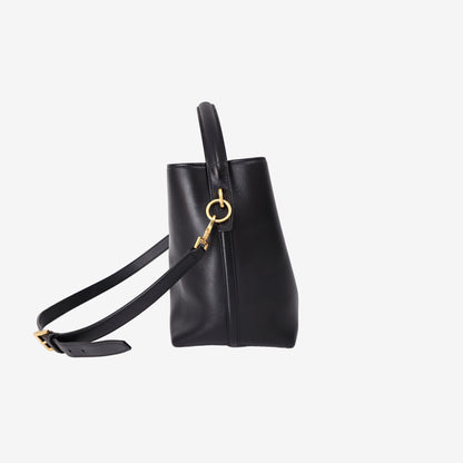 Saint Laurent Le 37 Bucket Bag in Black Calfskin with Gold Hardware