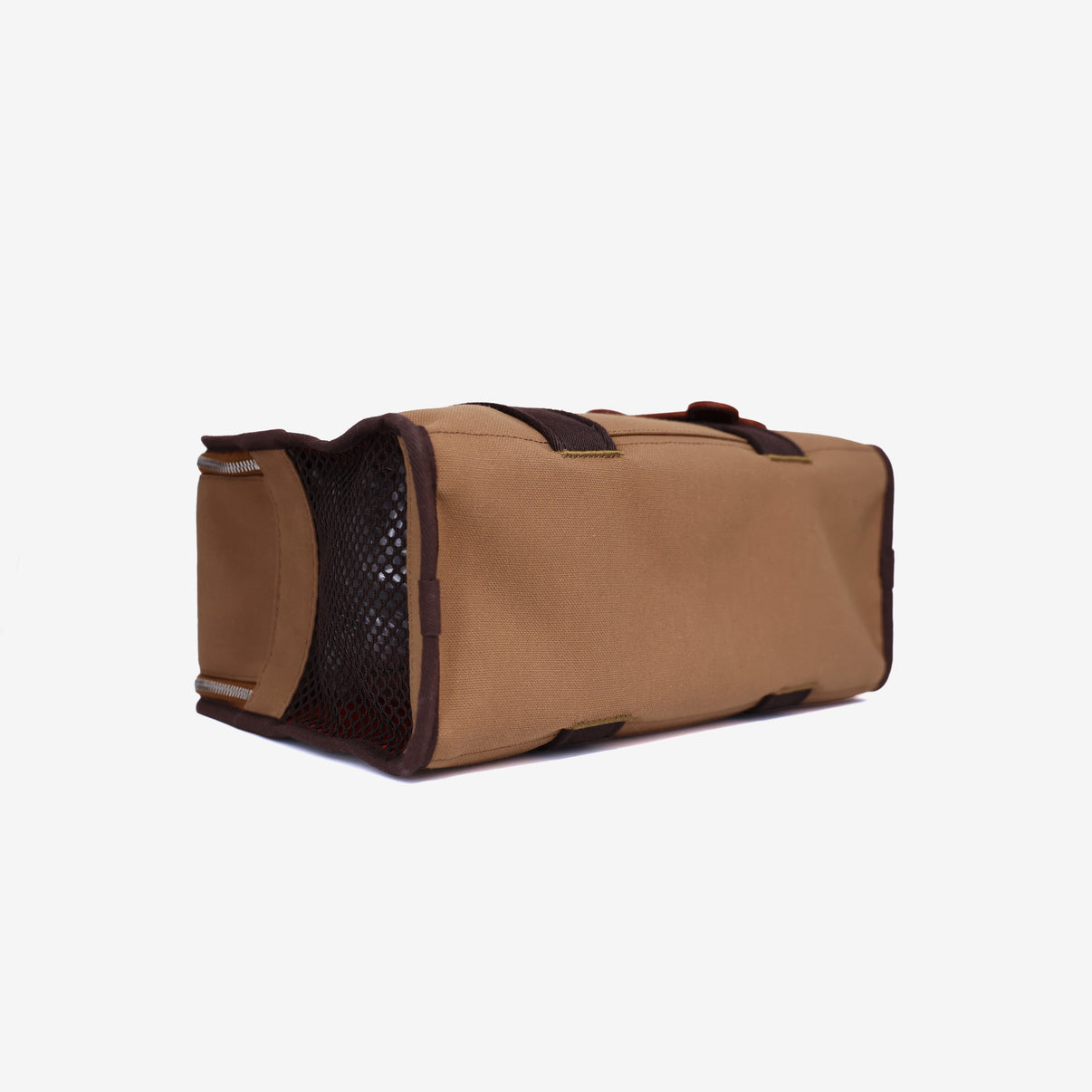 Hermès Dog Carrying Bag in Fauve/Feu Canvas Leather with Palladium Hardware bottom side view