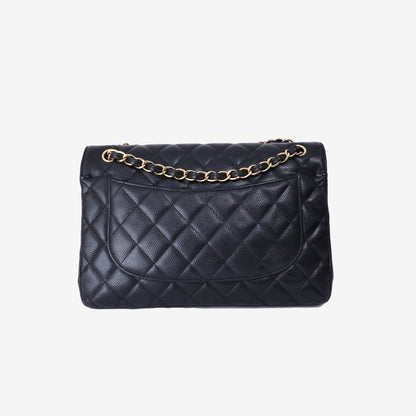 Chanel Jumbo Classic Flap Bag in Black Caviar Leather with Gold Hardware