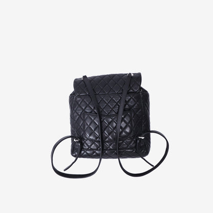 Chanel Urban Spirit Backpack in Black Lambskin Leather with Silver Hardware
